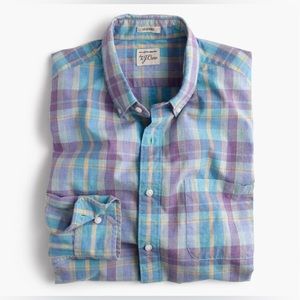 J.Crew Slim Secret Wash Cotton Button Down Shirt in Heather Violet Plaid Men's L